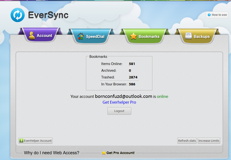 EverSync Page in Firefox